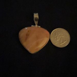 Large heart shaped rose quartz With 18 inch or 20 inch silver chain